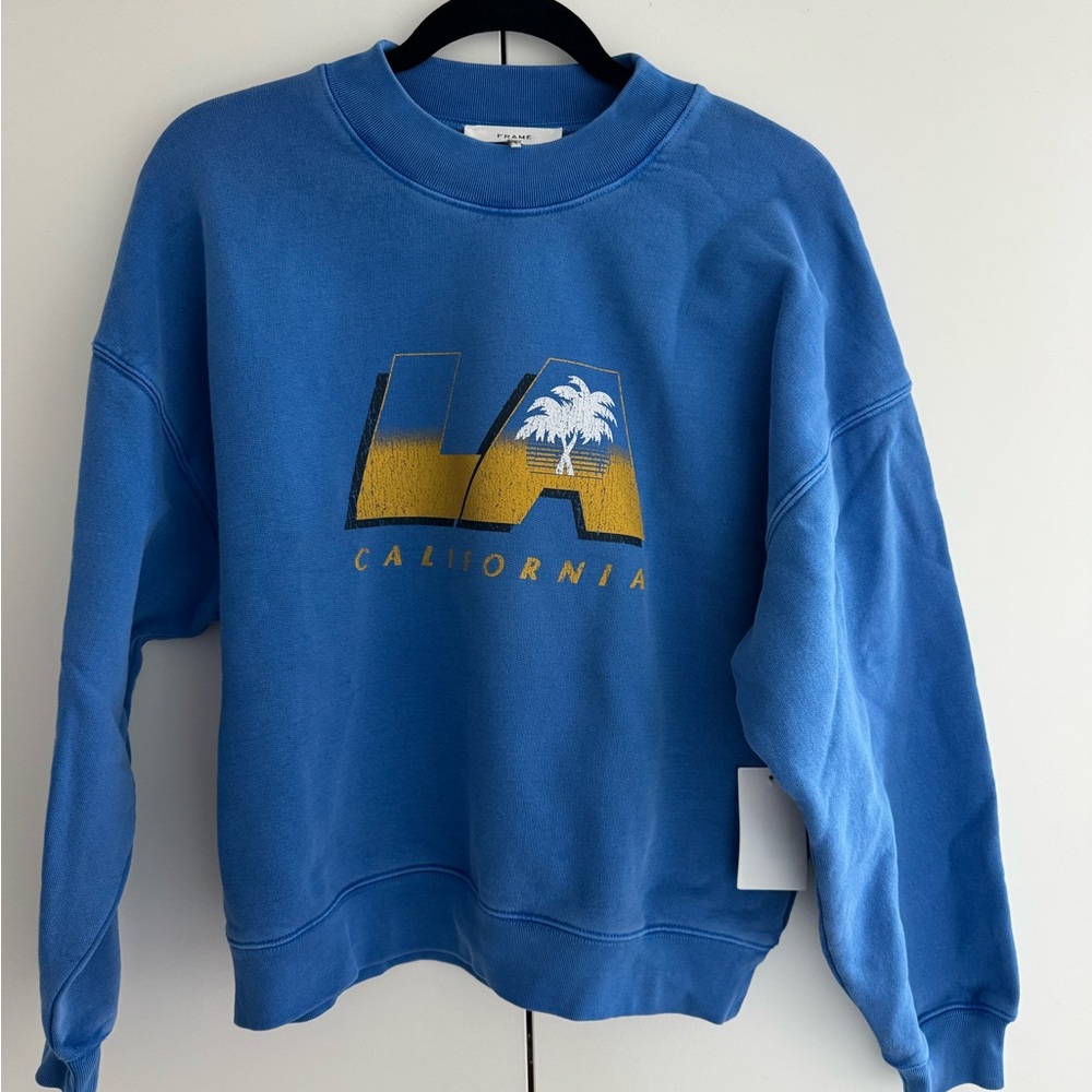 Frame Denim Bright Blue LA Crewneck Sweatshirt $248 NWT